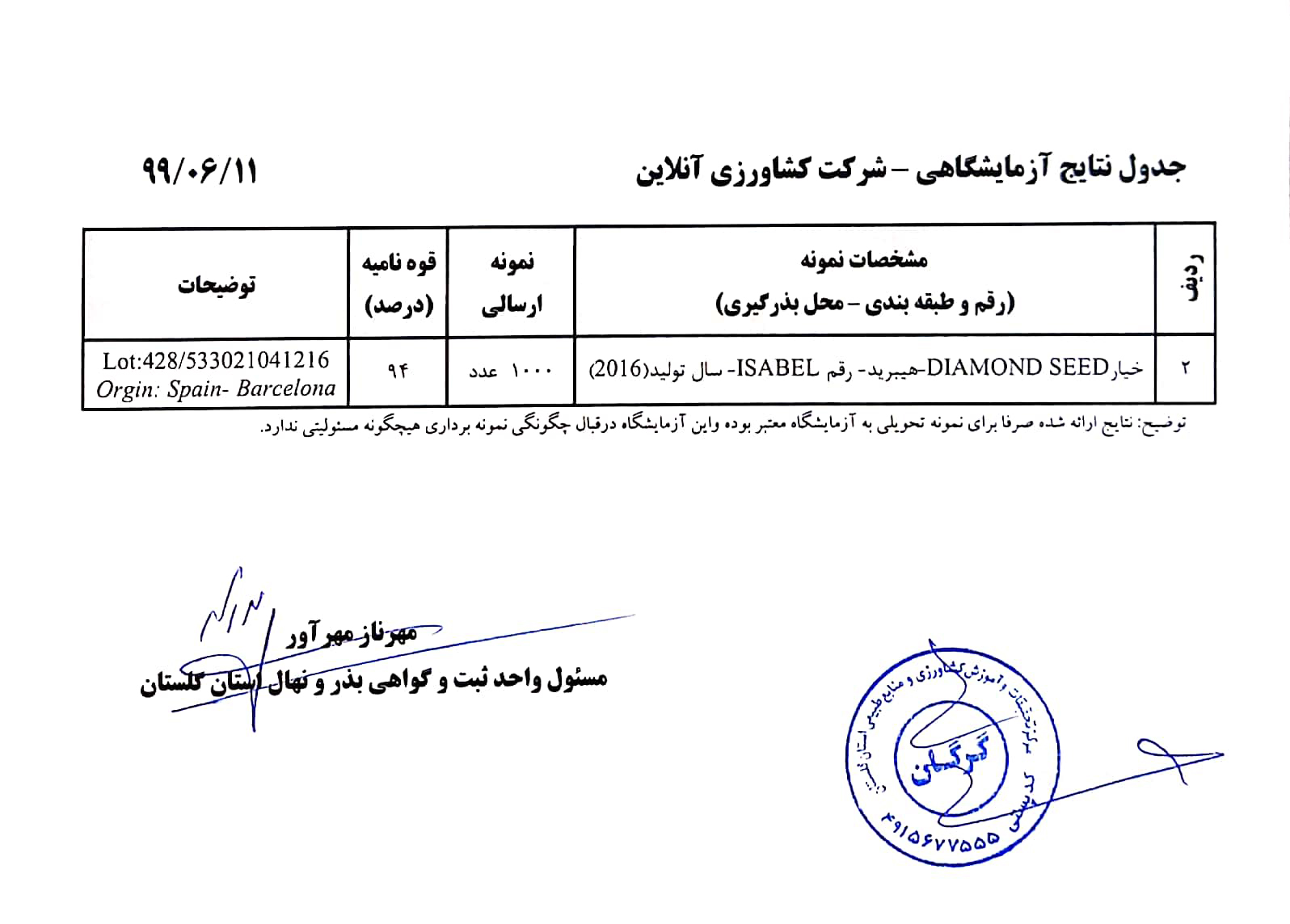 بذر خیار گلخانه ای ایزابل اسپانیا 1000 عددی 2