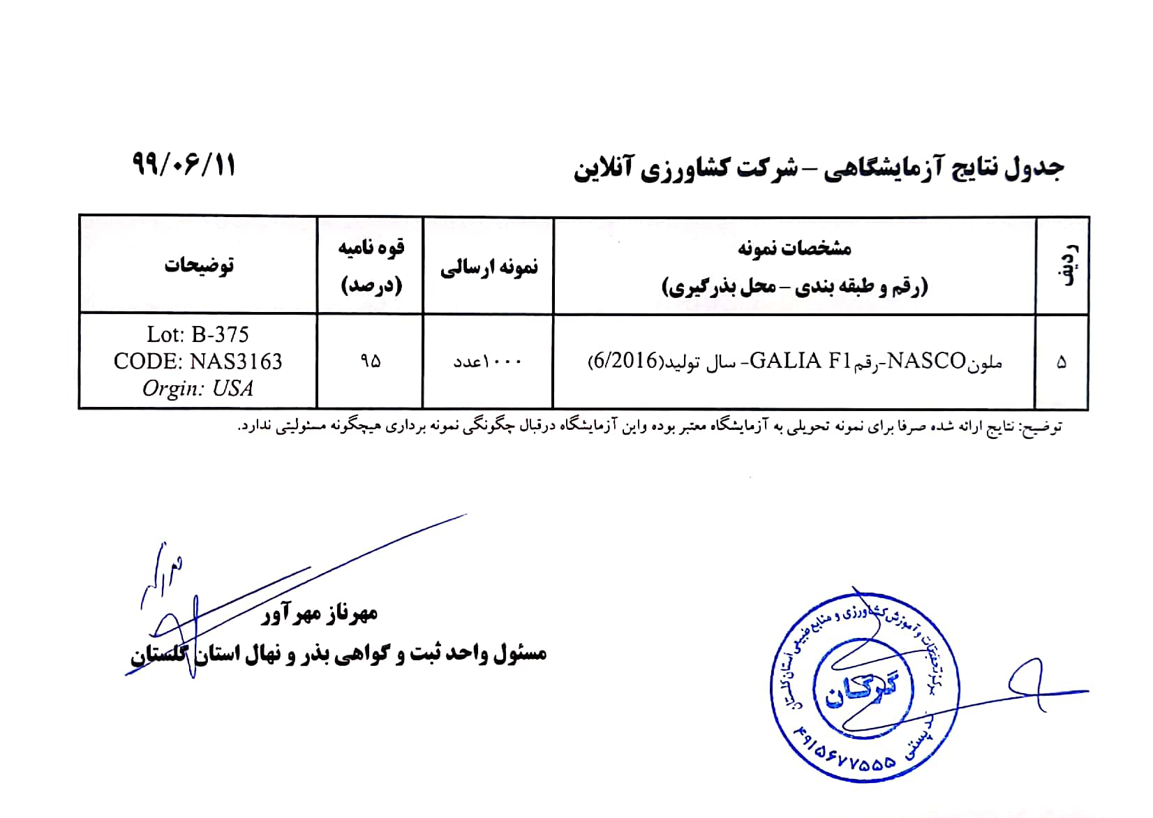 بذر خربزه گالیا تو سبز ناسکو آمریکا 2